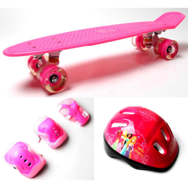 

Penny Board. Pink+защита+шлем. Светящиеся колеса!