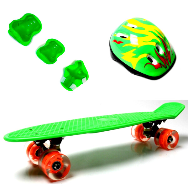 

Penny Board. Green.+защита+шлем. Светящиеся колеса.