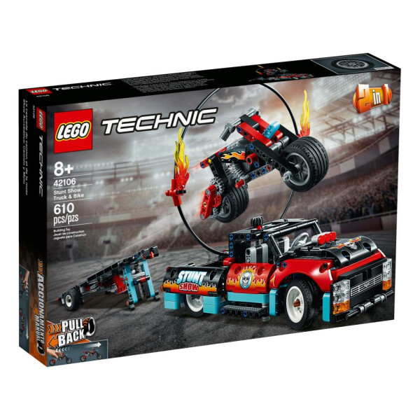 

Конструктор LEGO Technic Шоу трюков на грузовиках и мотоциклах 610 деталей (42106)