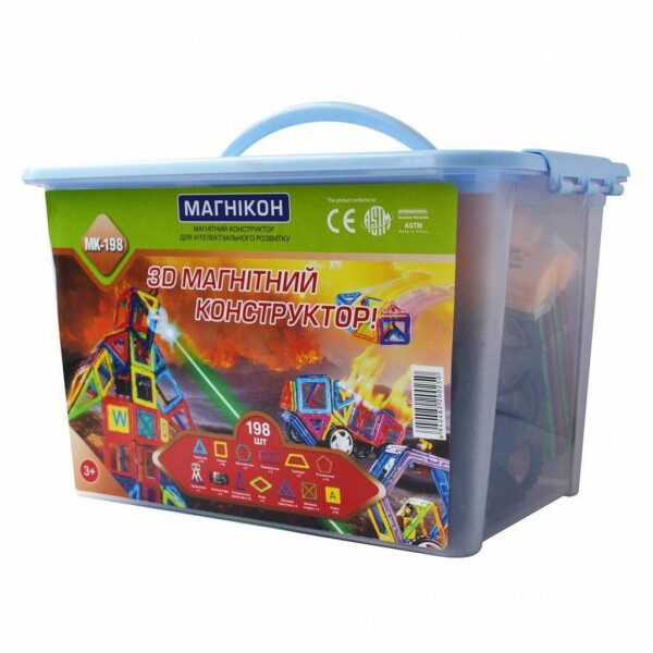 

Конструктор Магнікон 198 деталей Plastic box (MK-198)