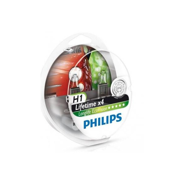 

Автолампа PHILIPS H1 LongLife EcoVision, 2шт (12258LLECOS2)