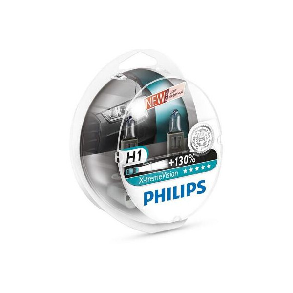 

Автолампа PHILIPS H1 X-treme VISION +130%, 3700K, 2шт (12258XV+S2)