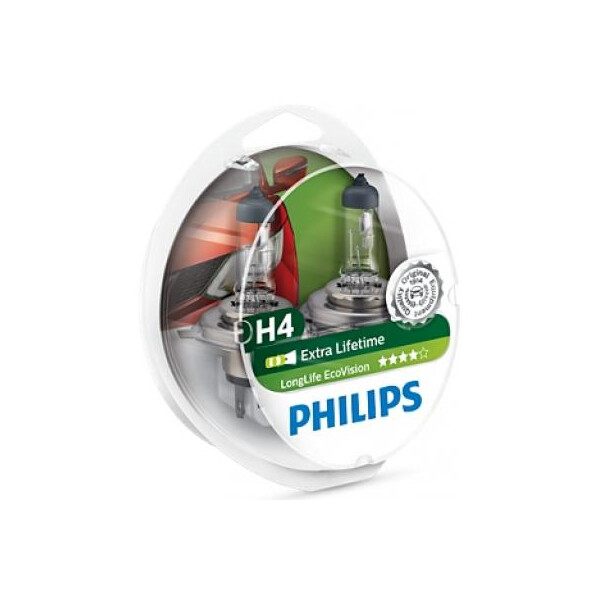 

Автолампа PHILIPS H4 LongLife EcoVision, 2шт (12342LLECOS2)