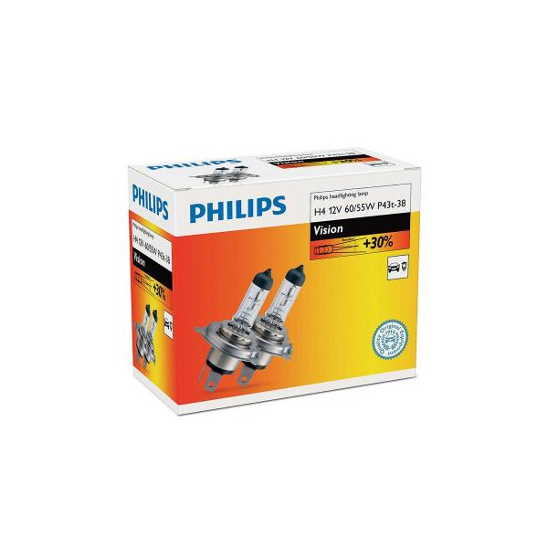 

Автолампа PHILIPS H4 Vision, 3200K, 2шт (12342PRC2)