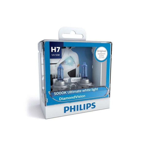 

Автолампа PHILIPS H7 Diamond Vision, 5000K, 2шт (12972DVS2)