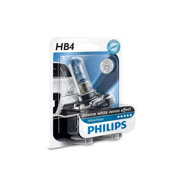 

Автолампа PHILIPS HB4 WhiteVision +60%, 3700K, 1шт (9006WHVB1)