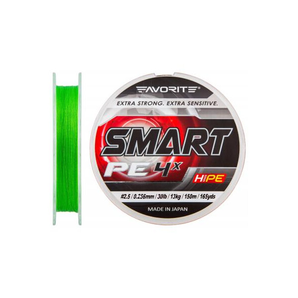

Шнур Favorite Smart PE 4x 150м салатовый #2.5/0.256мм 13кг (1693.10.29)