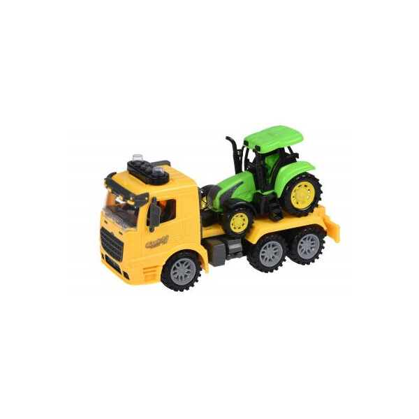 

Спецтехника Same Toy инерционный Truck Тягач желый с трактором со светом и звуком (98-613AUt-1)