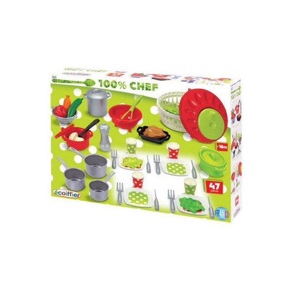 

Игровой набор Ecoiffier Chef-Cook посуду с сушкой для салата 47 аксесуаров (002621)