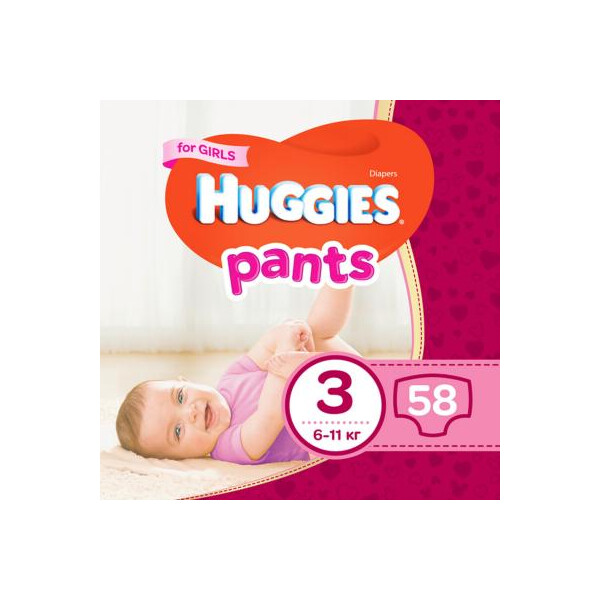 

Подгузник Huggies Pants 3 для девочек (6-11кг) 58 шт (5029053563992)