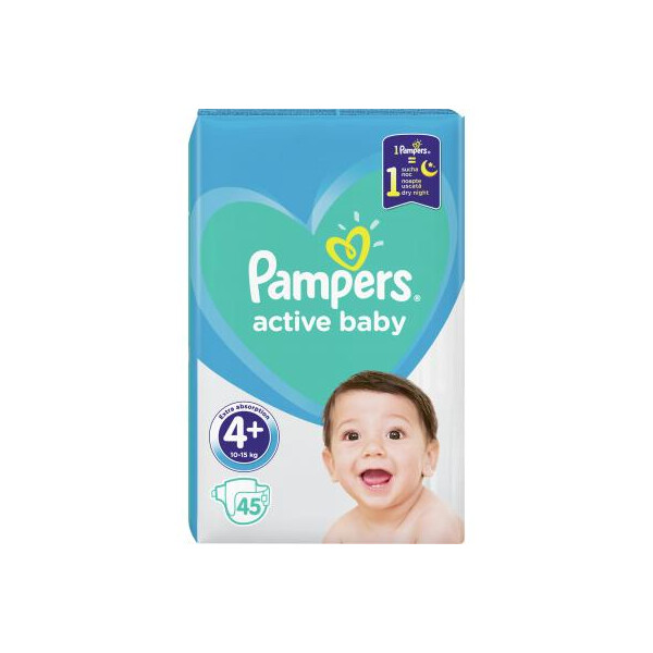 

Подгузник Pampers Active Baby Maxi Plus Размер 4+ (10-15 кг), 45 шт. (8001090950017)