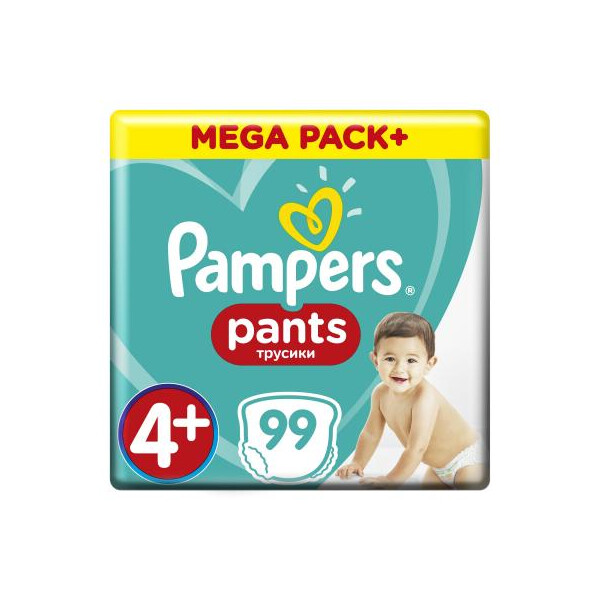 

Подгузник Pampers трусики Pants Maxi Plus Размер 4+ (9-15 кг), 99 шт (8001841133485)