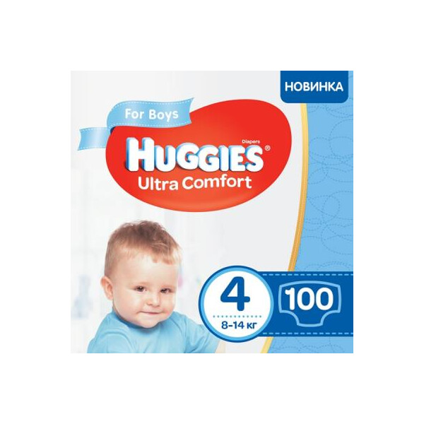 

Подгузник Huggies Ultra Comfort 4 Box для мальчиков (8-14 кг) 100 шт (5029053547831)
