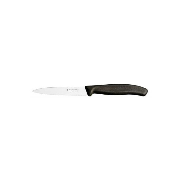 

Кухонный нож Victorinox SwissClassic для нарезки 10 см, волнистое лезвие, черный (6.7733)