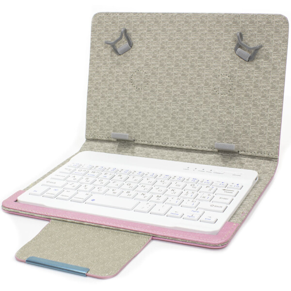 Акція на Защитный чехол Lesko 7" Pink с беспроводной клавиатурой с блютуз для удобства чтения набора текста від Allo UA