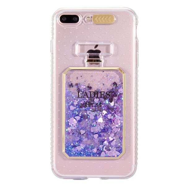 

Чехол накладка для iPhone 6/6s духи LADIES плав.фиолетовые блестки с сердечками
