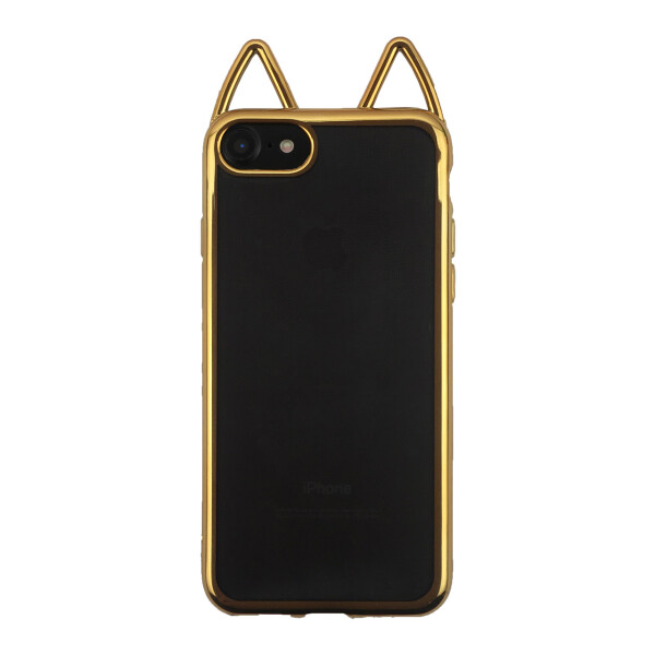 

Чехол накладка на iPhone 6 plus/6s plus прозрачный кот с золотым ободком, TPU
