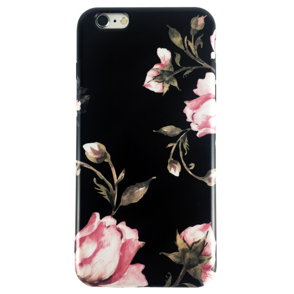 

Чехол накладка на iPhone 6 plus/6s plus черный с розами, плотный силикон