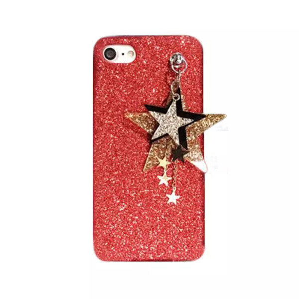 

Чехол накладка на iPhone 6/6s красный с брелком"большая звезда", плотный силикон