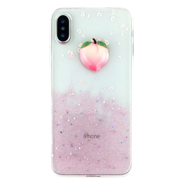 

Чехол накладка на iPhone 6/6s прозрачный с персиком, плотный силикон