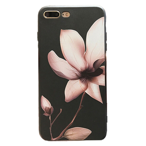 

Чехол накладка на iPhone 6 plus/6s plus черный с цветком магнолии, плотный силикон