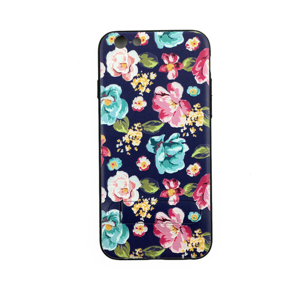 

Чехол накладка на iPhone 6/6s с подставкой, цветы, плотный силикон