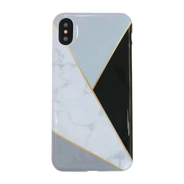 

Чехол накладка на iPhone 6 plus/6s plus белый мрамор с черным треугольником, плотный силикон