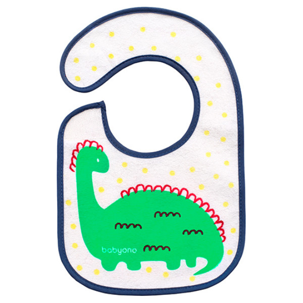

Махровый водонепроницаемый нагрудник I EAT AND I GROW Babyono Динозавр (831)