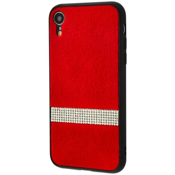 

Чехол-накладка Fluffy swarovski case (Textile+TPU) iPhone Xr red