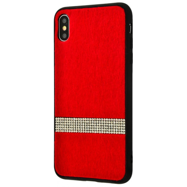 

Чехол-накладка Fluffy swarovski case (Textile+TPU) iPhone Xs Max red