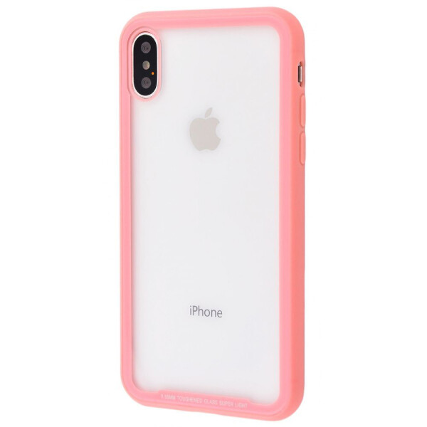

Чехол-накладка Transparent Glass case+TPU corners iPhone X pink
