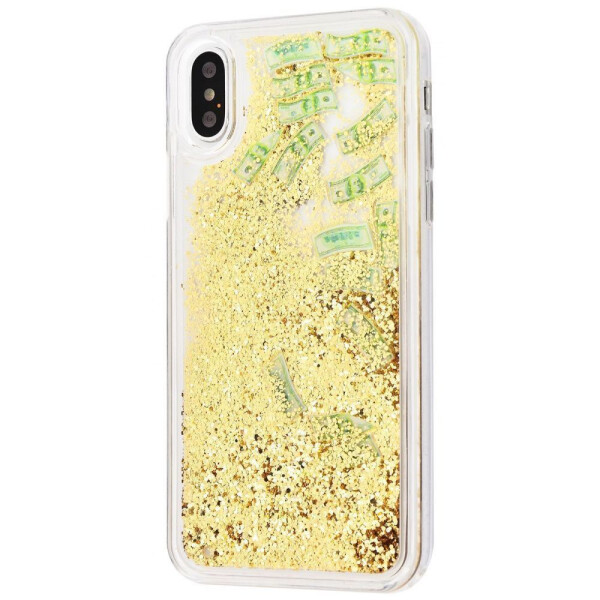 

Чехол-накладка Блестки вода Shining Dollars iPhone X/Xs gold