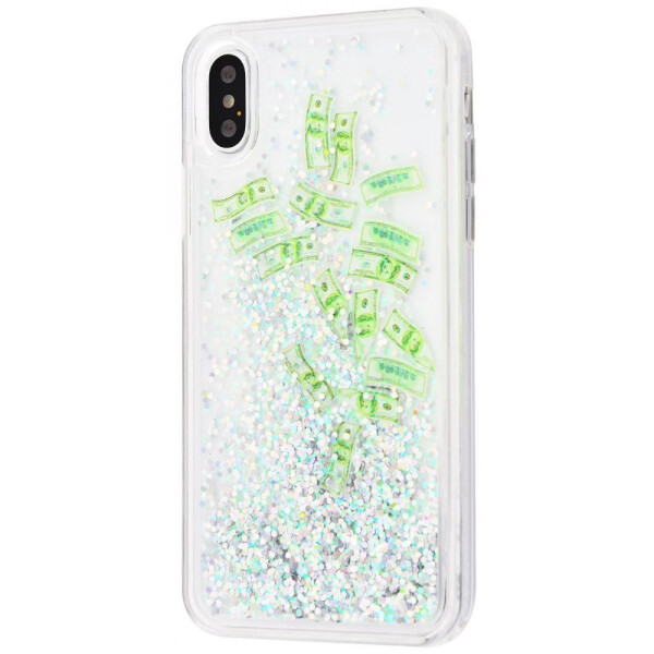 

Чехол-накладка Блестки вода Shining Dollars iPhone X/Xs silver