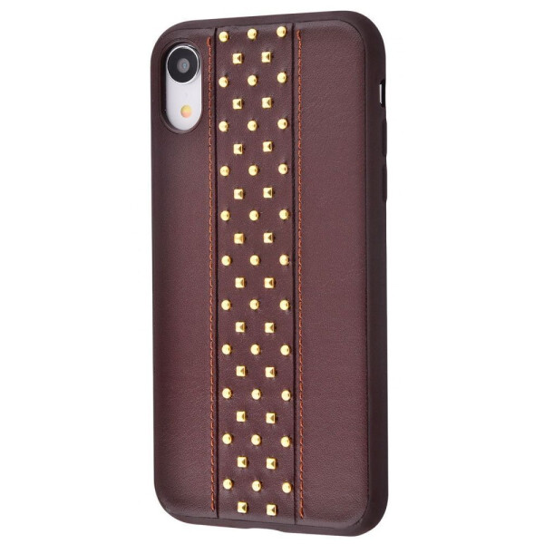

Чехол-накладка Leather with metal design IPhone Xr brown