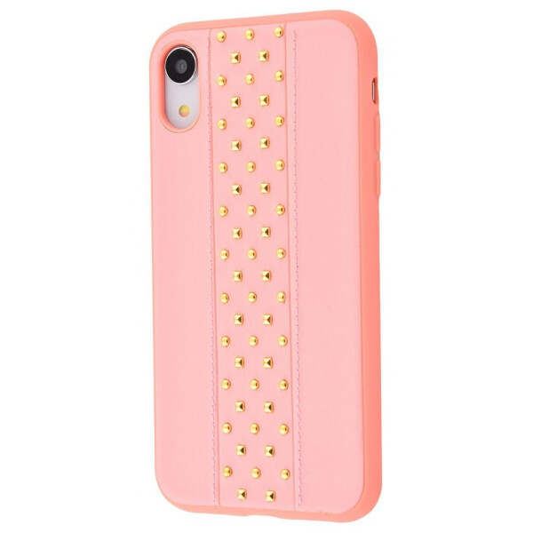 

Чехол-накладка Leather with metal design IPhone Xr pink