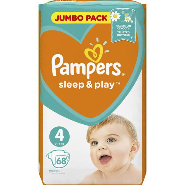 

Подгузники Pampers Sleep & Play размер 4 (Maxi) 9-14 кг, 68 шт (4015400203551)