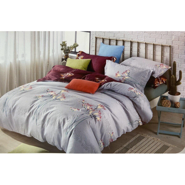 

Комплект постельного белья East New Casual Серый с бордовым Евростандарт