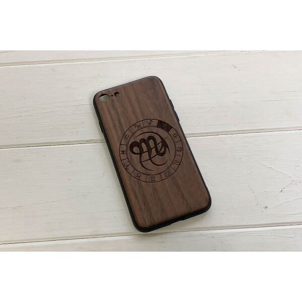 

Деревянный чехол SkinWood Американский орех для iPhone 8 с дизайнерской гравировкой Зодиак