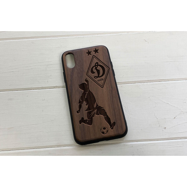 

Деревянный чехол SkinWood Американский орех для iPhone X с дизайнерской гравировкой Динамо