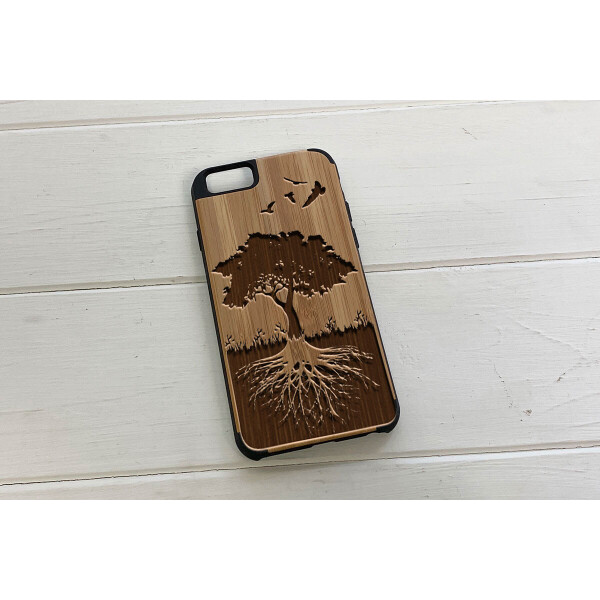

Деревянный чехол SkinWood Сандал премиум для iPhone 6/6S с дизайнерской гравировкой Дерева жизни