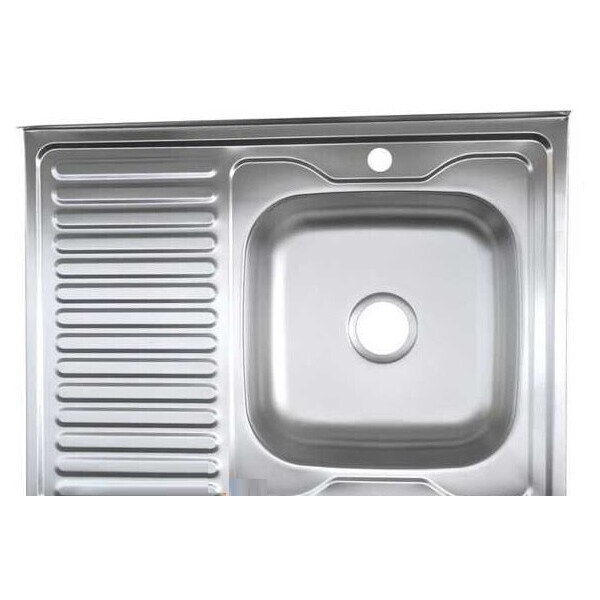 

Кухонная мойка накладная Platinum 8060 800.600 (0,5/160 R Сатин без сифона)