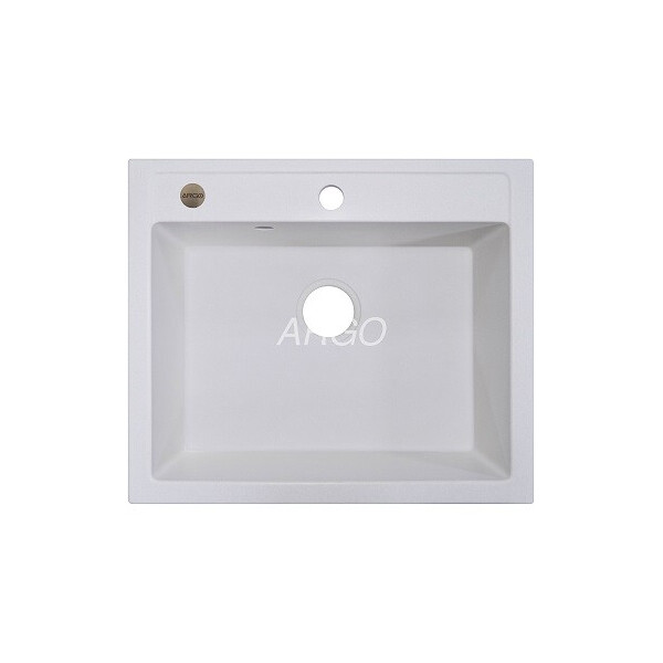 

Кухонная мойка ARGO Cubo 590х500х200 белый, с отверстием для смесителя и переливом