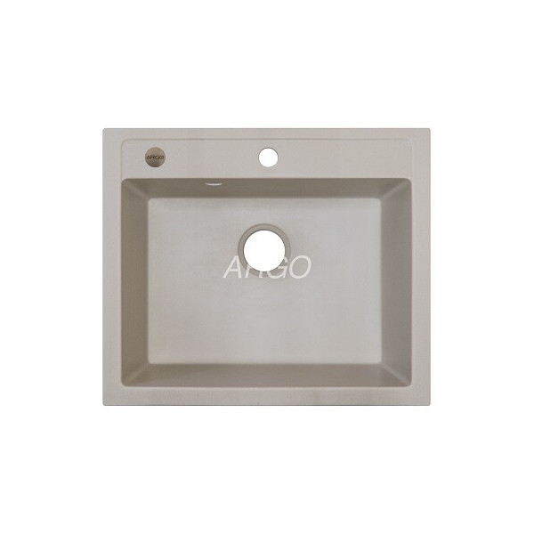 

Кухонная мойка ARGO Cubo 590х500х200 айвори, с отверстием для смесителя и переливом