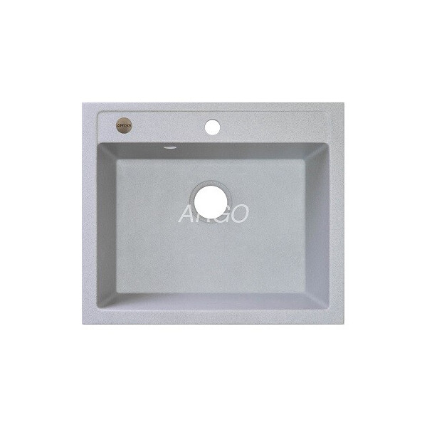 

Кухонная мойка ARGO Cubo 590х500х200 св.серый, с отверстием для смесителя и переливом