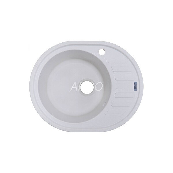 

Кухонная мойка ARGO Ovale 620х500х200 белый, с отверстием для смесителя и переливом