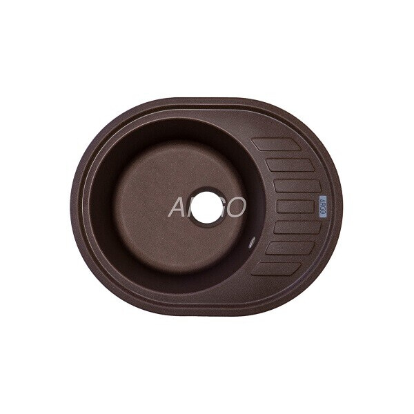 

Кухонная мойка ARGO Ovale 620х500х200 коричневый, с отверстием для смесителя и переливом