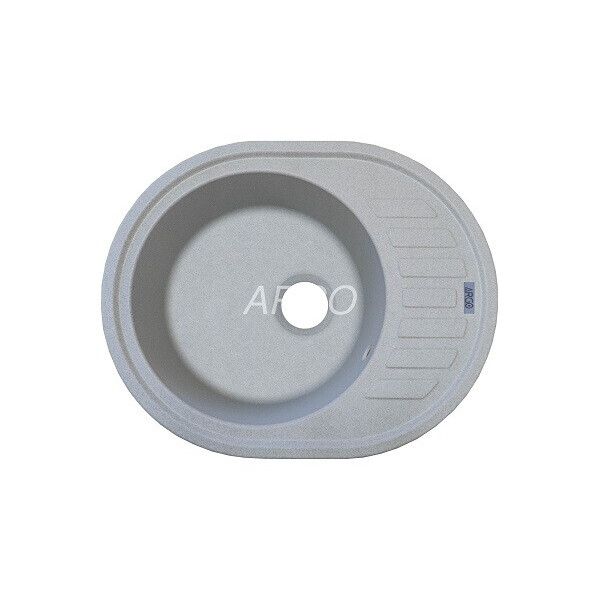 

Кухонная мойка ARGO Ovale 620х500х200 св.серый, с отверстием для смесителя и переливом