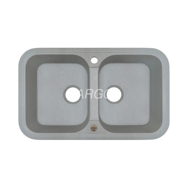 

Кухонная мойка ARGO Gemelli 770х470х190 св.серый, с отверстием для смесителя и переливом