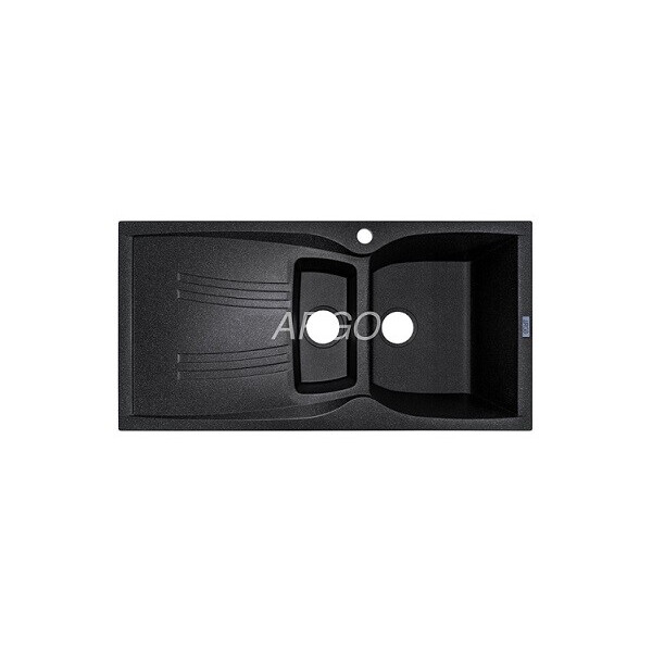 

Кухонная мойка ARGO Medio Plus 990х500х235 черный, с отверстием для смесителя и переливом
