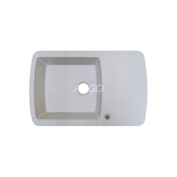 

Кухонная мойка ARGO Premio 780х500х200 белый, с отверстием для смесителя и переливом